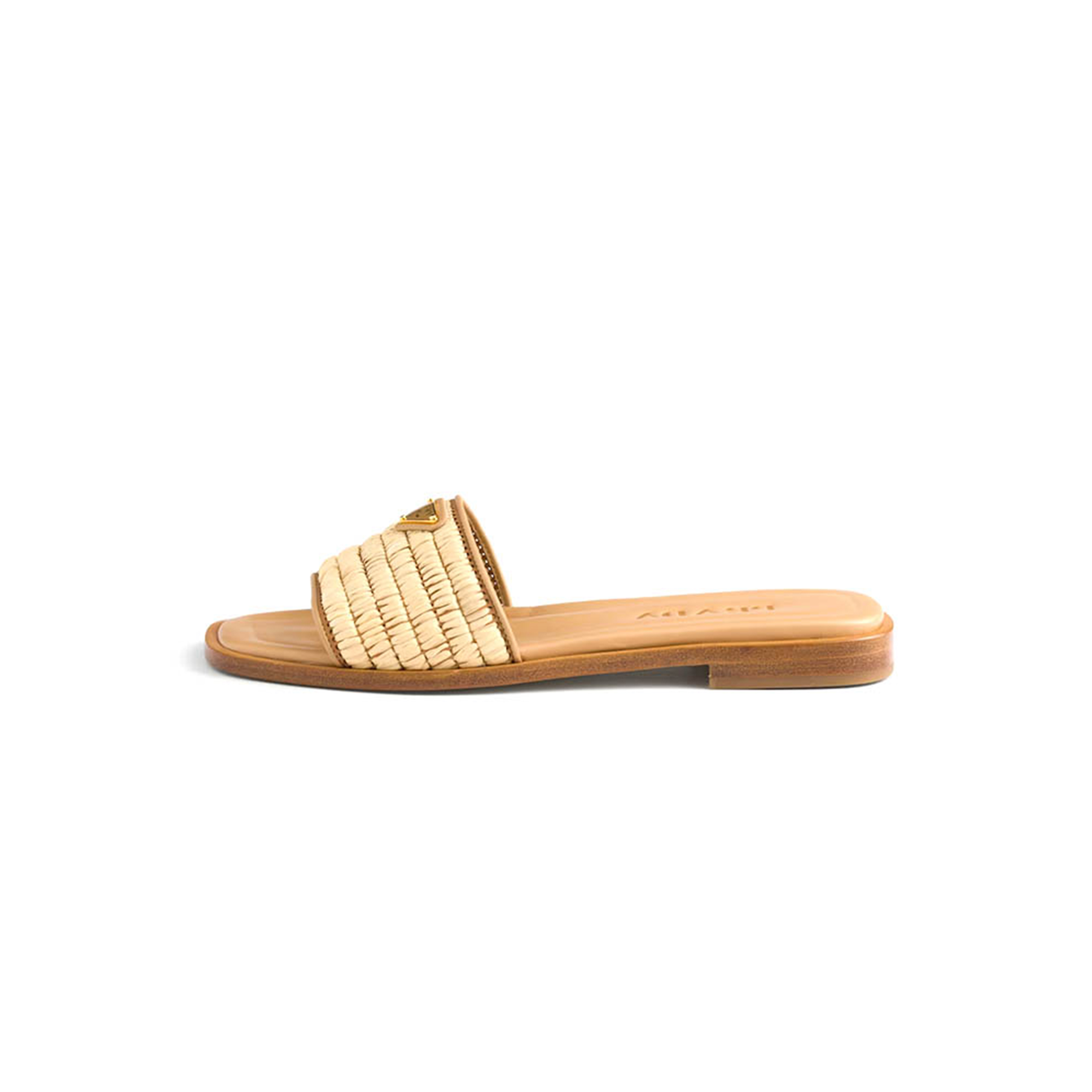 PRADA LEATHER SLIDES WITH CROCHET DETAILS 1XX758